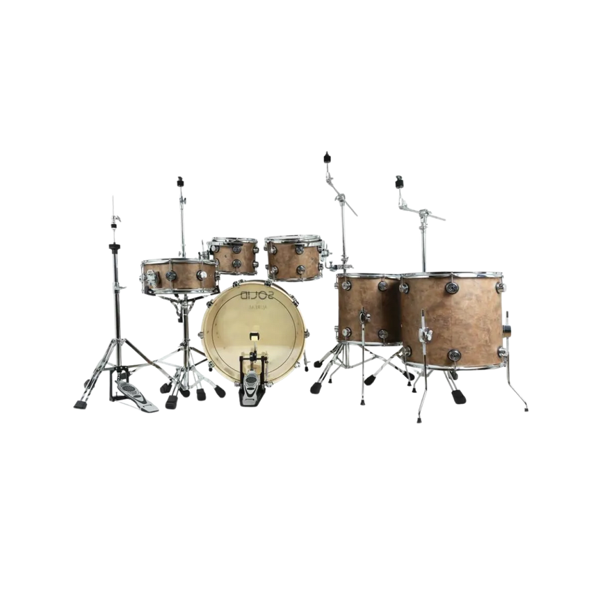 Bateria Acustica Profesional Aureal Solid Vintage C/herraje Marrón Oscuro