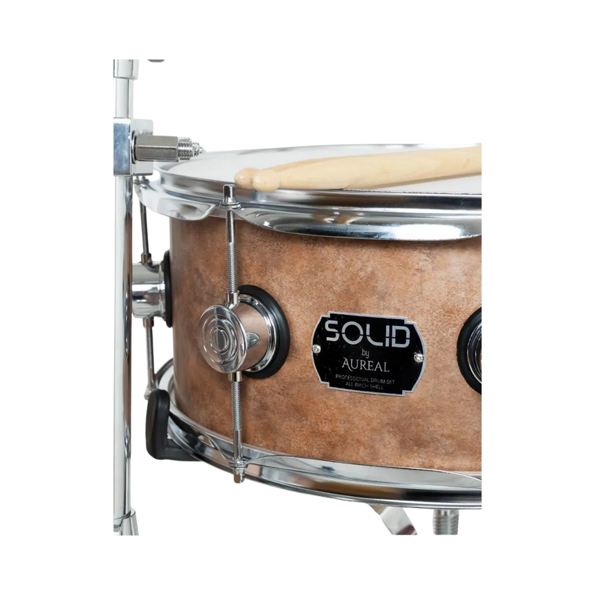 Bateria Acustica Profesional Aureal Solid Vintage C/herraje Marrón Oscuro