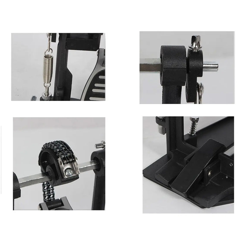 Pedal Doble Para Bombo Hebikuo G710, Reforzado Doble Cadena