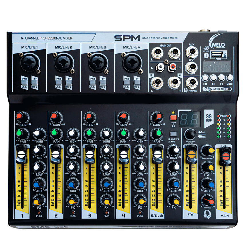 Mezcladora 4 Canales y Efectos MELO SM6 USB