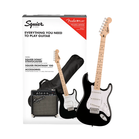 Paquete Guitarra Eléctrica Fender Squier Sonic Stratocaster Negro