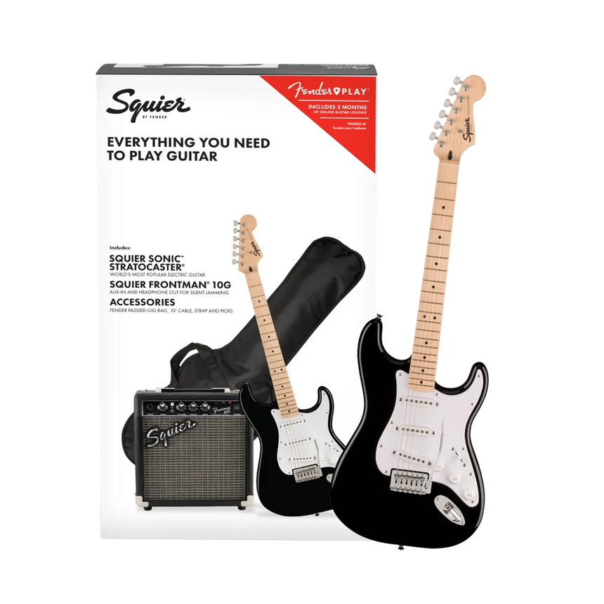 Paquete Guitarra Eléctrica Fender Squier Sonic Stratocaster Negro