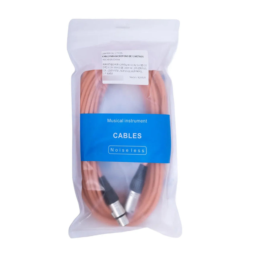 Cable De Micrófono Xlr, Profesional 10 Mts. Color Salmon