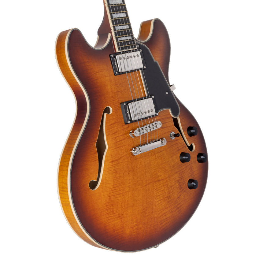 Guitarra Eléctrica Semihueca D'angelico Premier Dc Dark Iced Tea Burst