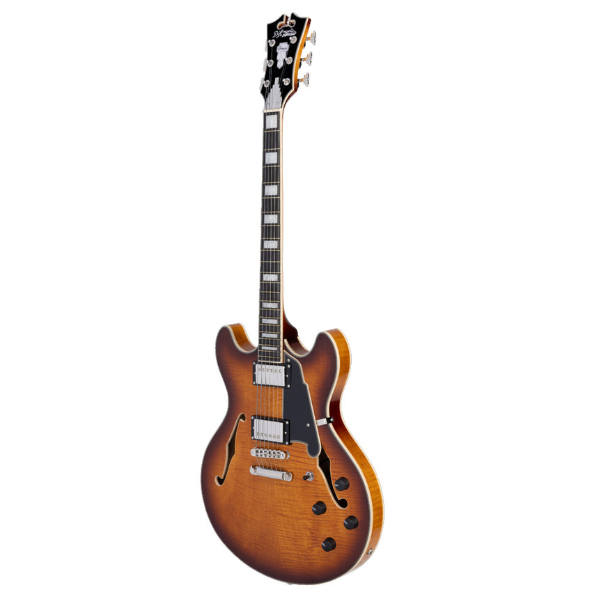 Guitarra Eléctrica Semihueca D'angelico Premier Dc Dark Iced Tea Burst