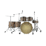 Bateria Acustica Profesional Aureal Solid Vintage C/herraje  Marrón Oscuro