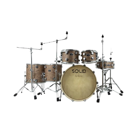 Bateria Acustica Profesional Aureal Solid Vintage C/herraje  Marrón Oscuro