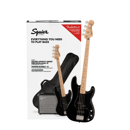 Paquete Bajo Eléctrico Affinity Series Precision Bass 4 Cuerdas Negro