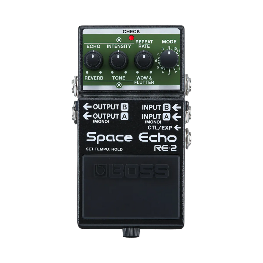 Boss Pedal Compacto Space Echo Reverb Re-2 Negro Verde Musgo