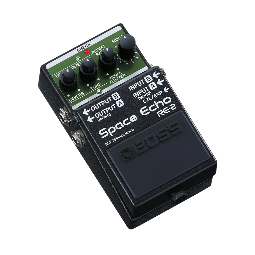 Boss Pedal Compacto Space Echo Reverb Re-2 Negro Verde Musgo
