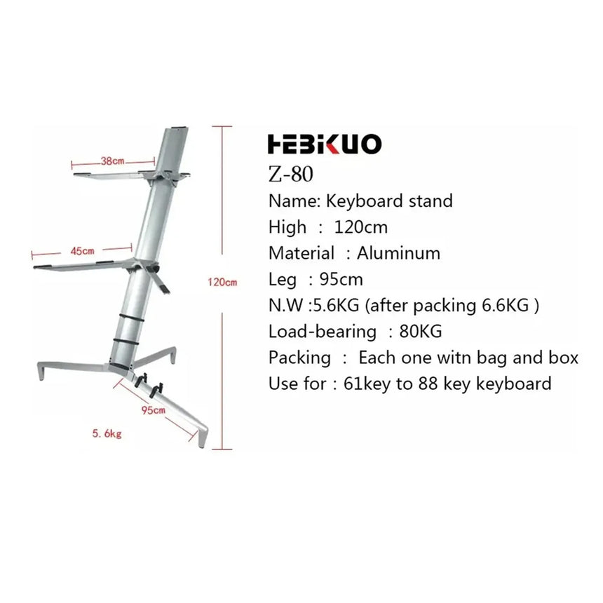 Soporte de Teclado Doble, Alineación De Aluminio, Hebikuo Z-80