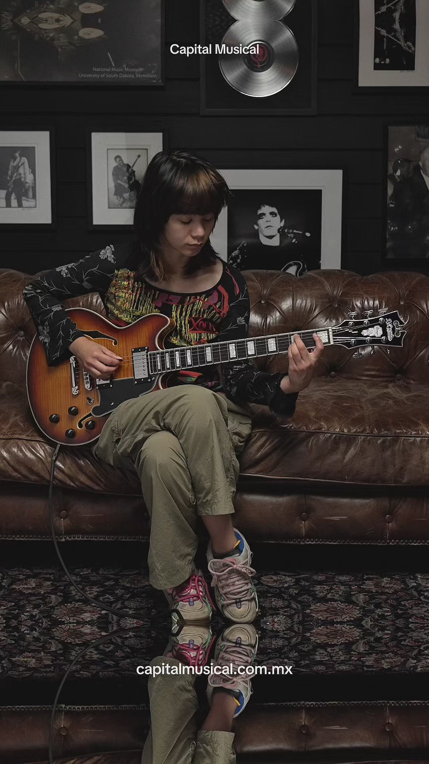 Guitarra Eléctrica Semihueca D'angelico Premier Dc Dark Iced Tea Burst